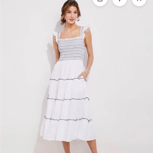 Vineyard Vines Dresses & Skirts - NWT Vineyard Vines ruffle sleeve smocked linen midi dress - medium